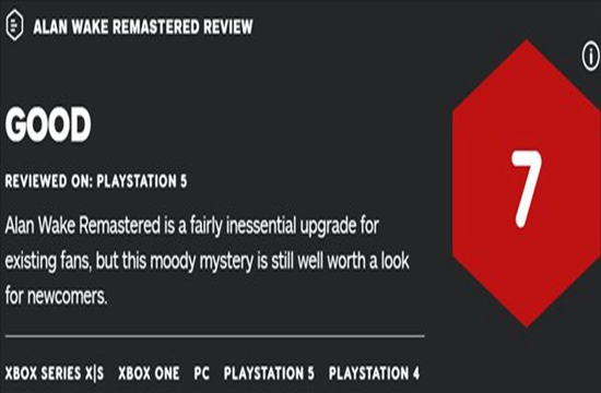 《心灵杀手：复刻版》IGN 7分 一个相当没必要的升级(图1)